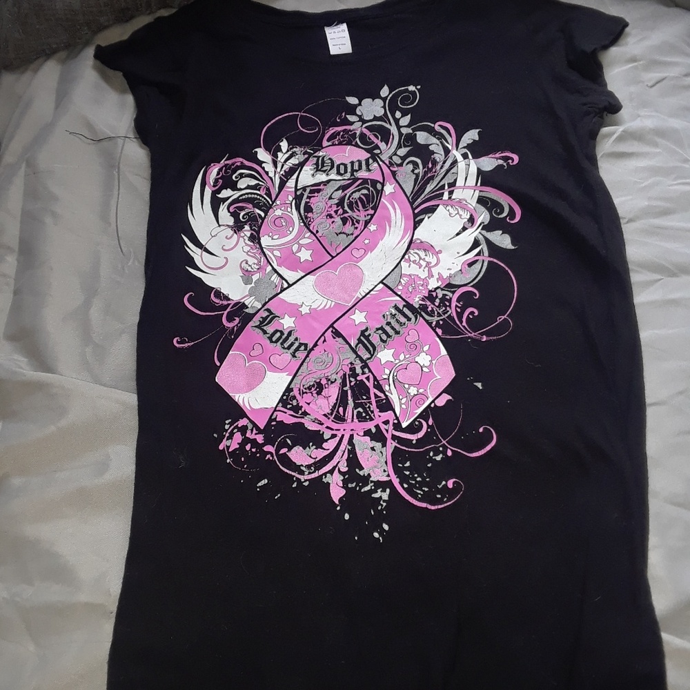💜 Hope Love Faith Pink Ribbon Awareness Tshirt